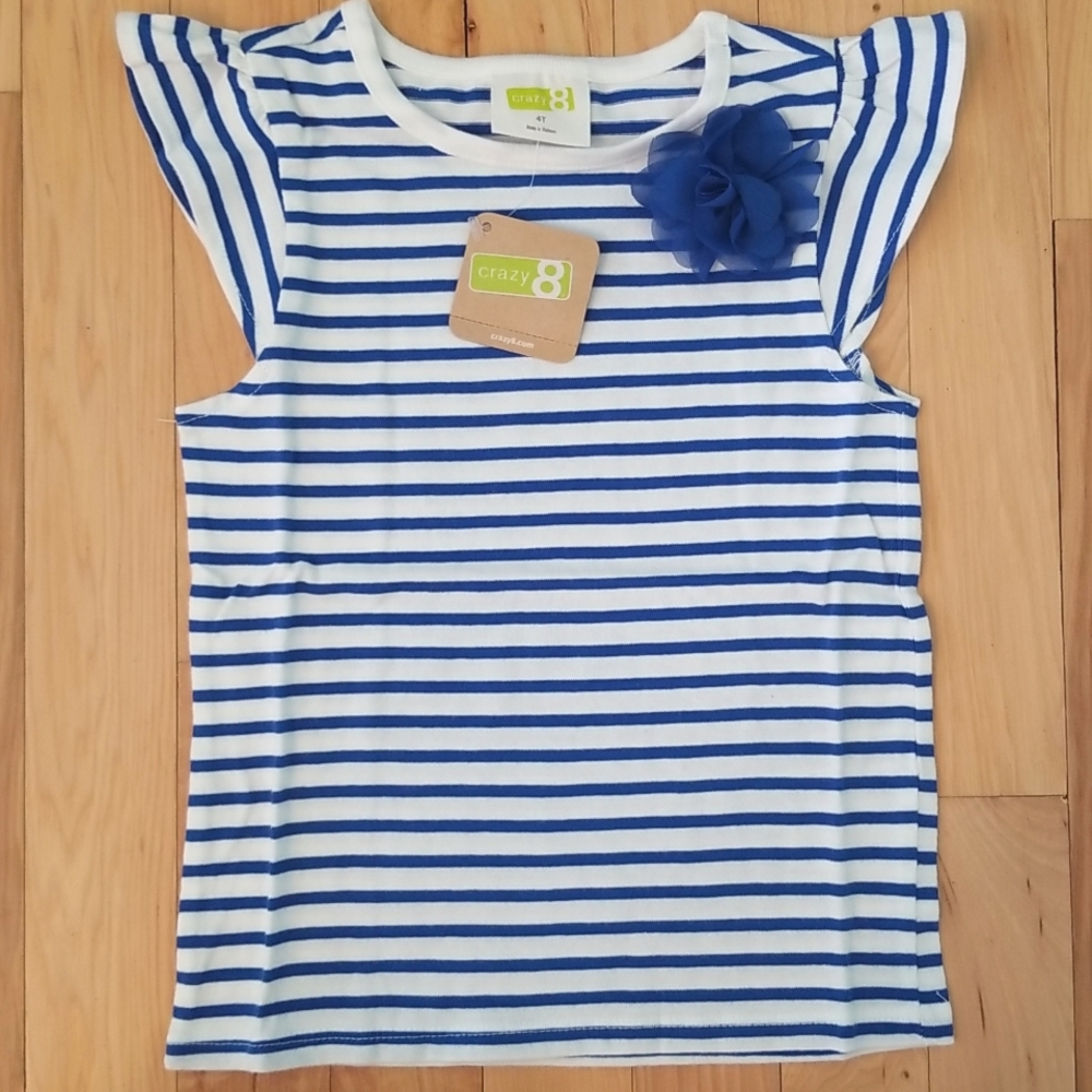 Crazy 8 Navy Blue Striped flower sleeveless tank